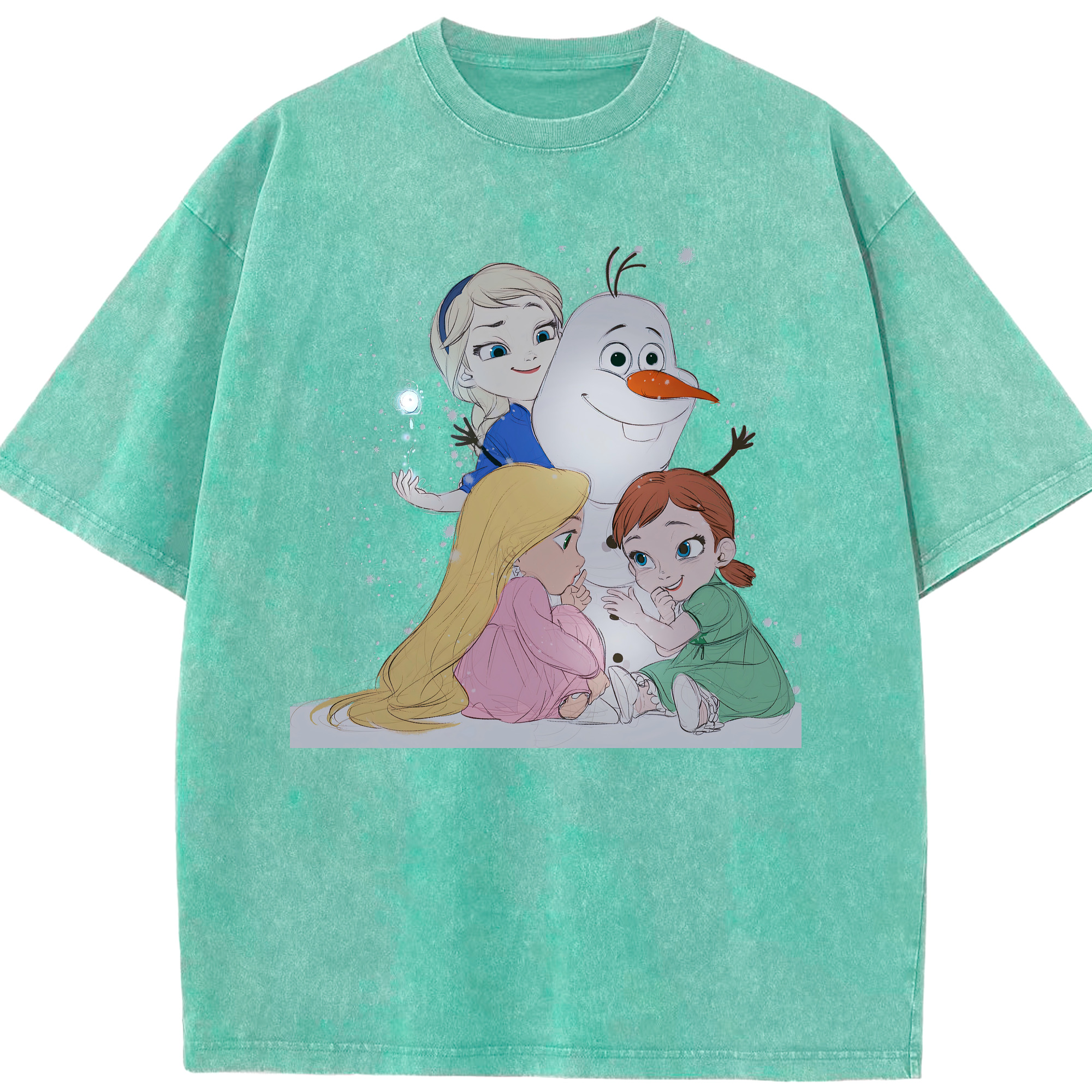 （画像用） アナと雪の女王 アンナ エルサ Frozen Anna Elsa 綿100% ヴィンテージ風 半袖Tシャツ（フロントプリント）